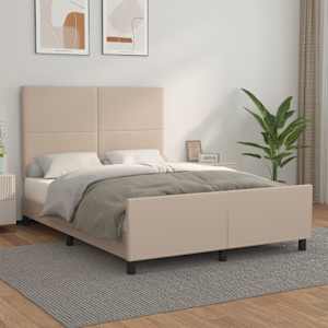 Posteljni okvir z vzglavjem kapučino 140x200 cm umetno usnje