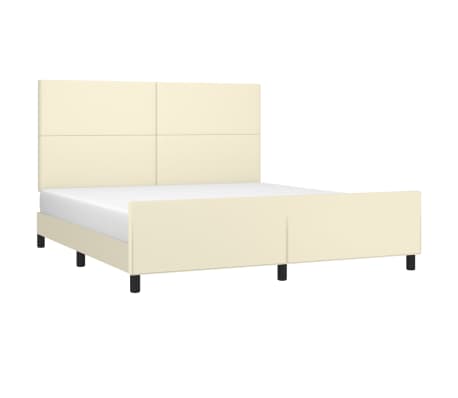vidaXL Bedframe met hoofdbord kunstleer cr&egrave;mekleurig 160x200 cm
