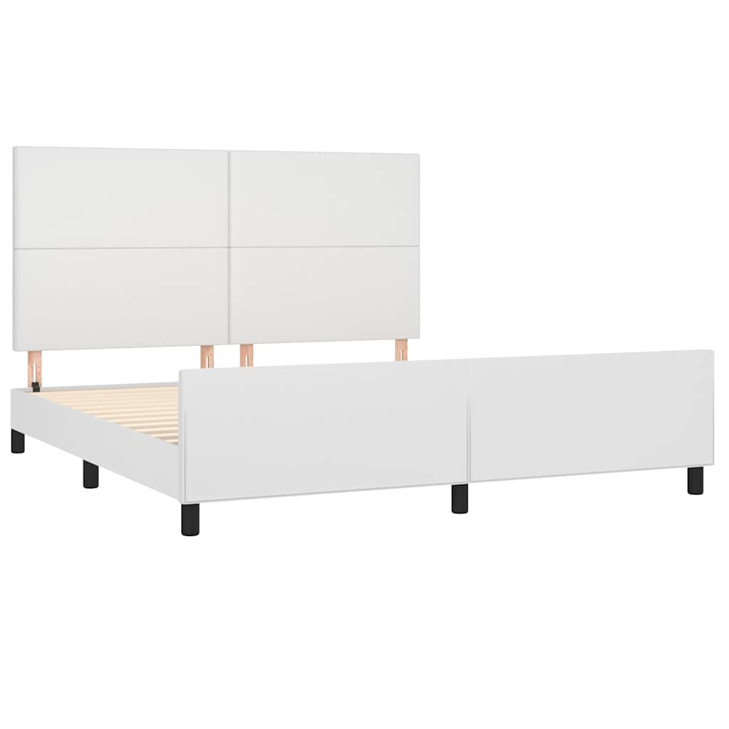 vidaXL Bedframe met hoofdbord kunstleer wit 180x200 cm, foto 4