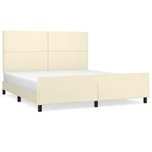 Rám postele s čelem krémový 180x200 cm umělá kůže - obrázek 2