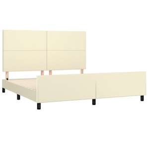 Rám postele s čelem krémový 180x200 cm umělá kůže - obrázek 4
