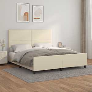 Rám postele s čelem krémový 180x200 cm umělá kůže - obrázek 1