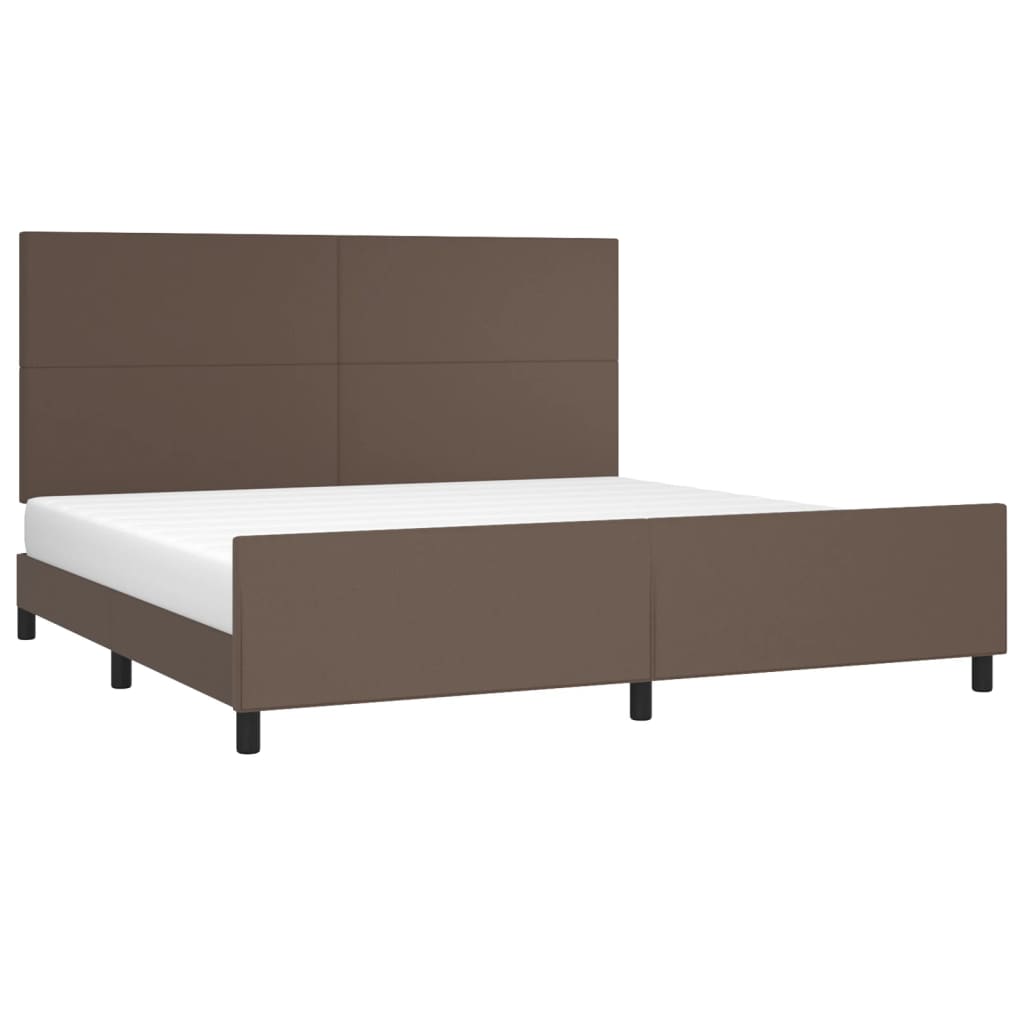 vidaXL Bedframe met hoofdbord kunstleer bruin 200x200 cm