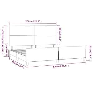 Rám postele s čelem šedý 200x200 cm umělá kůže - obrázek 14