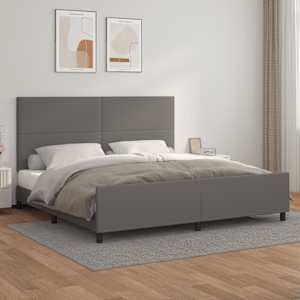 Rám postele s čelem šedý 200x200 cm umělá kůže - obrázek 1