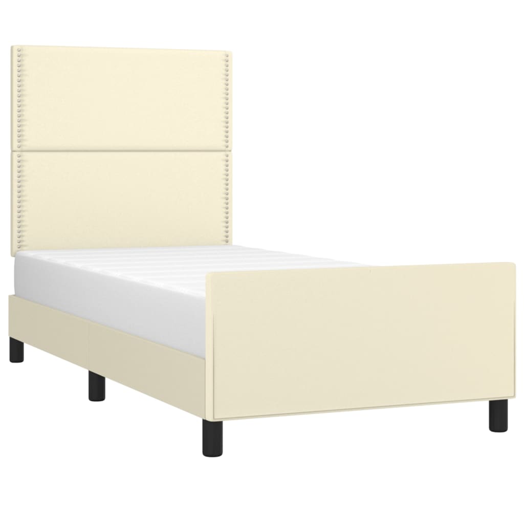 vidaXL Bedframe met hoofdbord kunstleer crèmekleurig 80x200 cm afbeelding