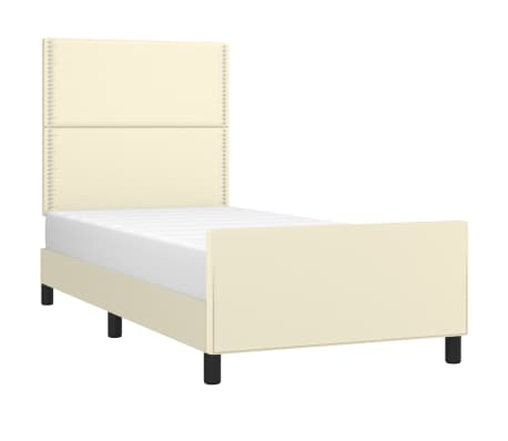 vidaXL Cadru de pat cu tăblie, crem, 80x200 cm, piele ecologică