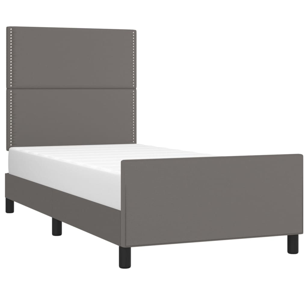 vidaXL Bedframe met hoofdbord kunstleer grijs 80x200 cm afbeelding