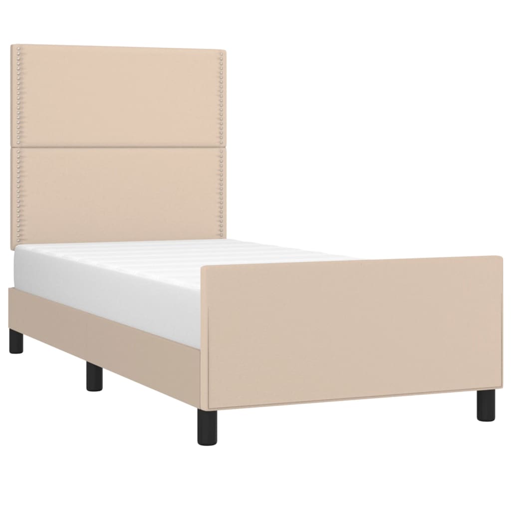 vidaXL Bedframe met hoofdbord kunstleer cappucinnokleurig 80x200 cm afbeelding
