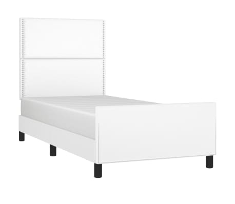 vidaXL Bettgestell mit Kopfteil Wei&szlig; 90x190 cm Kunstleder