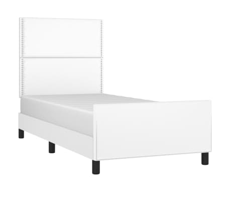 vidaXL Bettgestell mit Kopfteil Wei&szlig; 90x200 cm Kunstleder