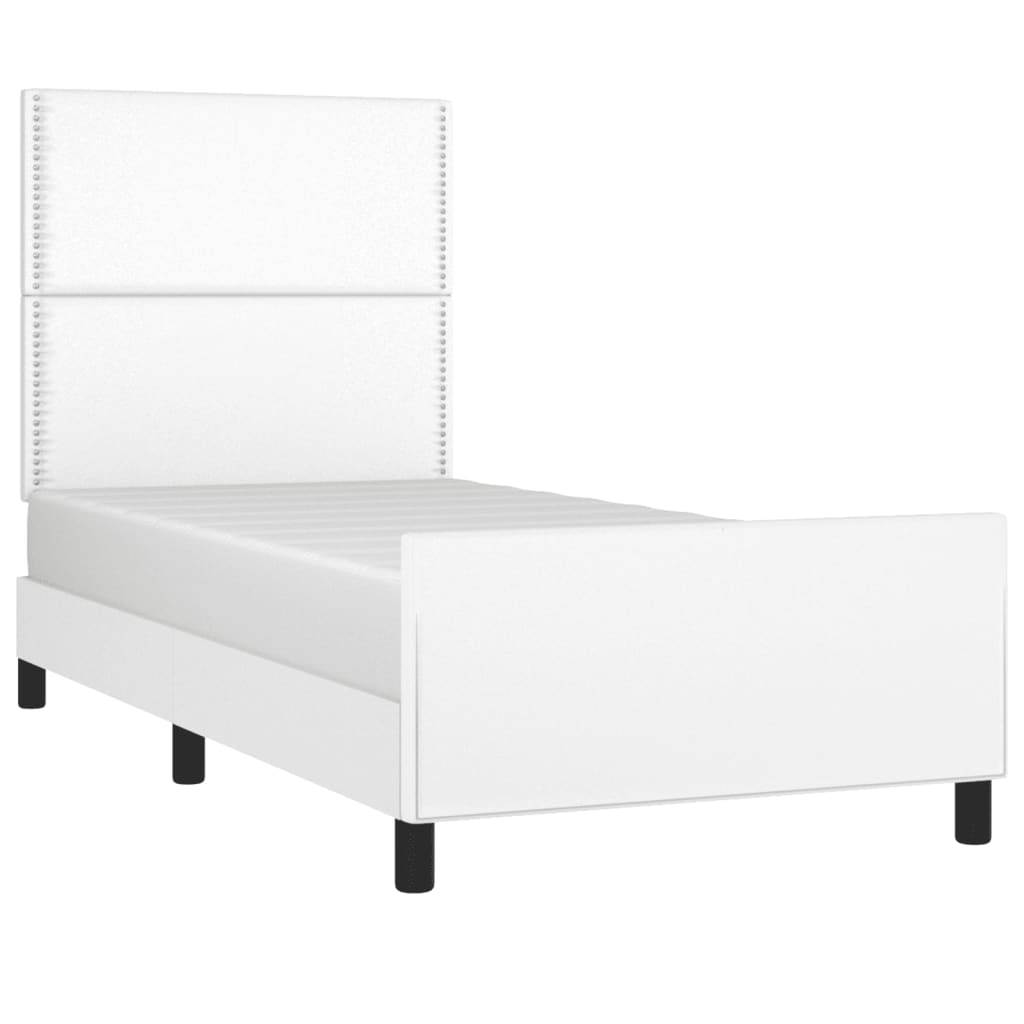 vidaXL Bedframe met hoofdbord kunstleer wit 100x200 cm afbeelding