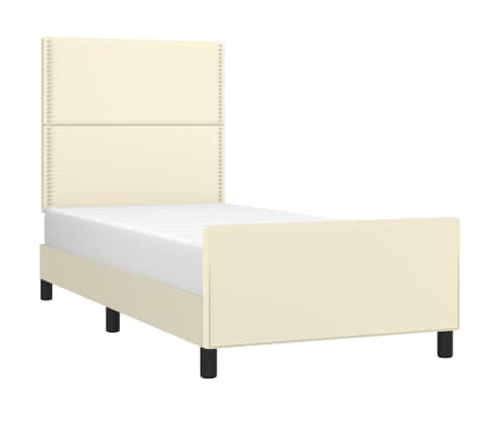 vidaXL Lovos rėmas su galvūgaliu, kreminis, 100x200cm, dirbtinė oda
