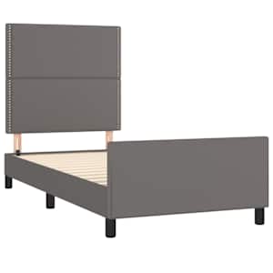 Rám postele s čelem šedý 100x200 cm umělá kůže - obrázek 4