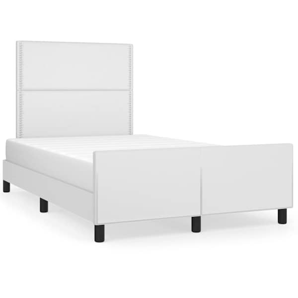 vidaXL voodiraam peatsiga, valge, 120x200 cm, kunstnahk