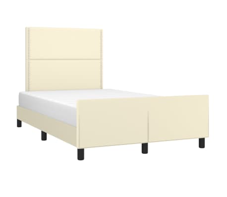 vidaXL Lovos rėmas su galvūgaliu, kreminis, 120x200cm, dirbtinė oda