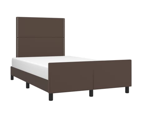 vidaXL Lovos rėmas su galvūgaliu, ruda, 120 x 200 cm, dirbtinė oda