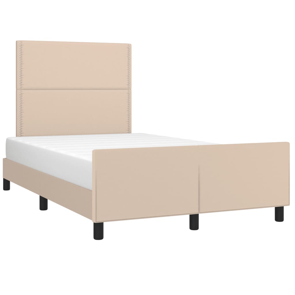 vidaXL Bedframe met hoofdbord kunstleer cappuccinokleurig 120x200 cm afbeelding