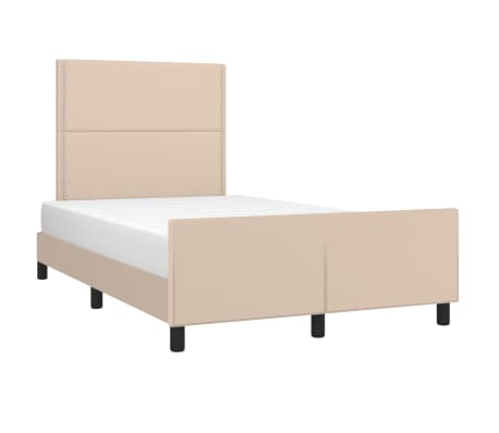 vidaXL voodiraam peatsiga, cappuccino, 120 x 200 cm, kunstnahk