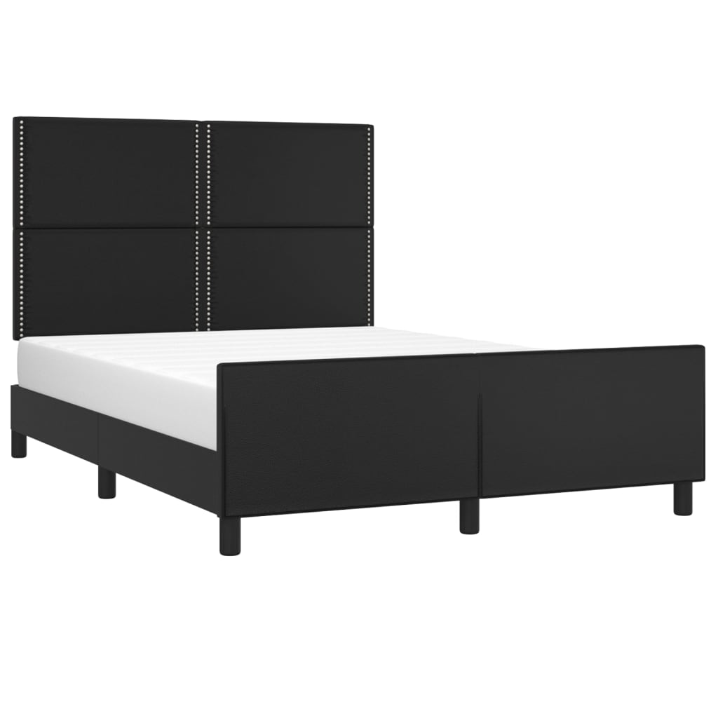 vidaXL Bedframe met hoofdeind kunstleer zwart 140x190 cm afbeelding