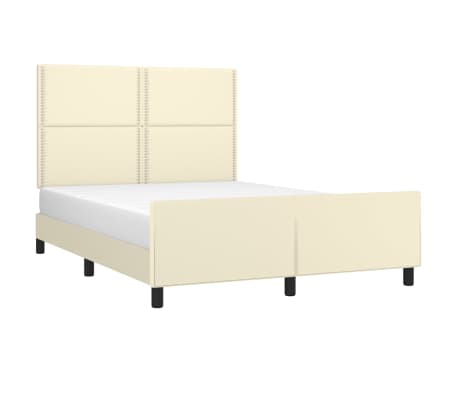 vidaXL Lovos rėmas su galvūgaliu, kreminis, 140x190cm, dirbtinė oda