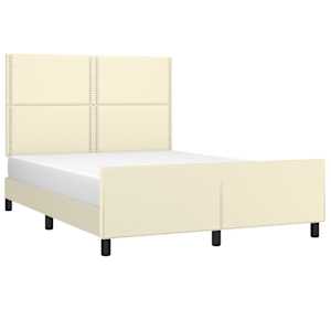 vidaXL Lovos rėmas su galvūgaliu, kreminis, 140x190cm, dirbtinė oda