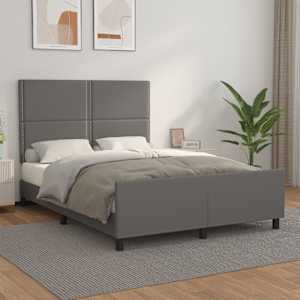 Rám postele s čelem šedý 140x190 cm umělá kůže - obrázek 1