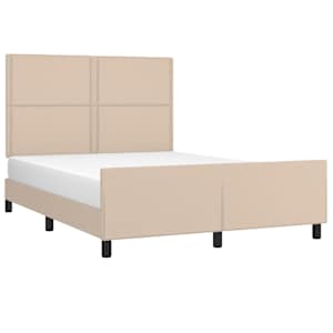 vidaXL Estrutura cama c/ cabeceira couro artif. 140x190 cm cappuccino