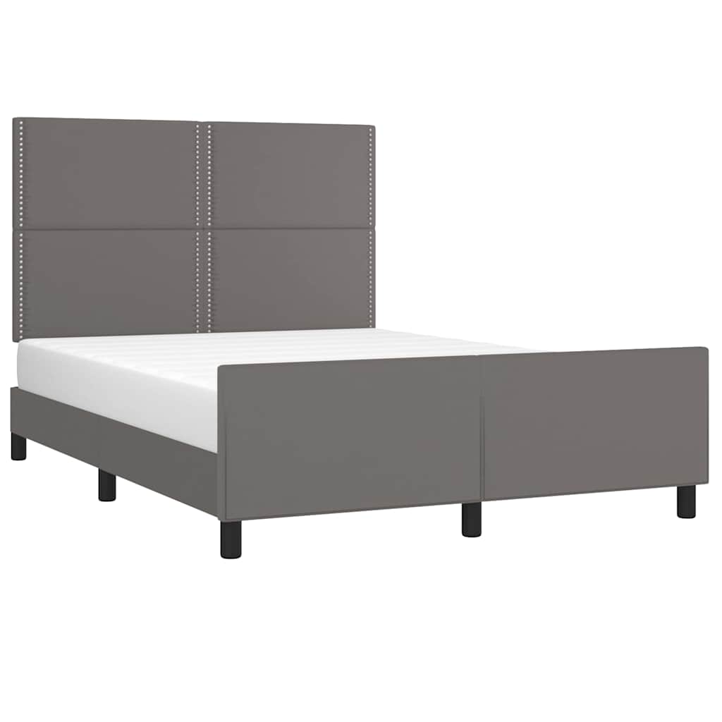 vidaXL Bedframe met hoofdbord kunstleer grijs 140x200 cm, foto 2