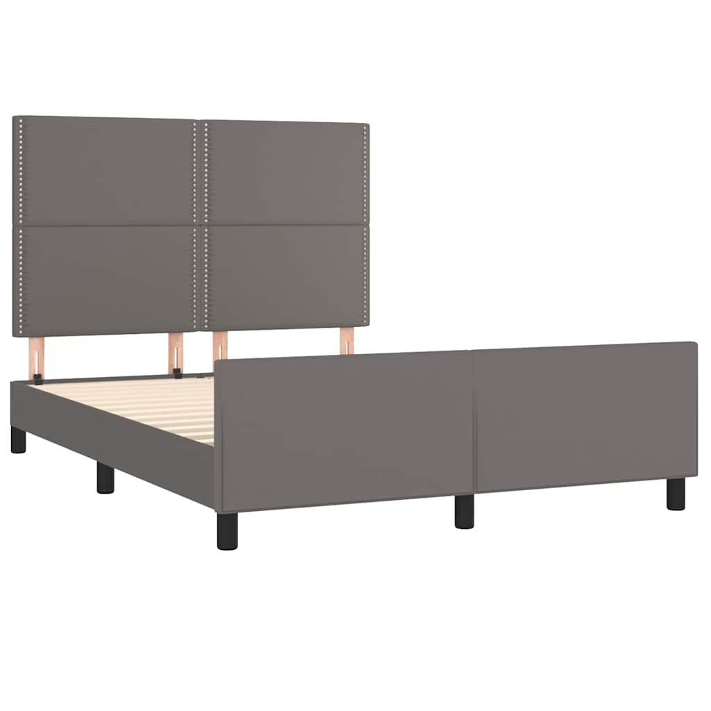 vidaXL Bedframe met hoofdbord kunstleer grijs 140x200 cm, foto 4