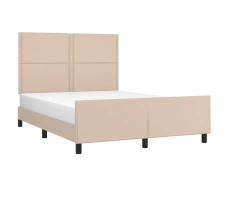 vidaXL Lovos rėmas su galvūgaliu, kapučino, 140x200cm, dirbtinė oda