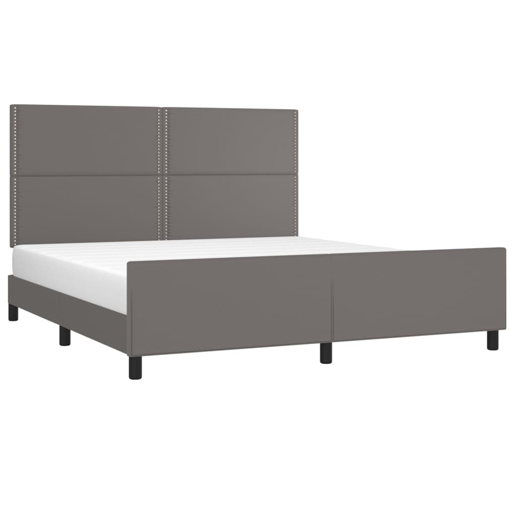vidaXL Bedframe met hoofdbord kunstleer grijs 160x200 cm afbeelding