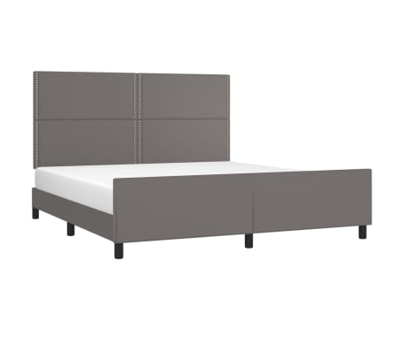 vidaXL Рамка за легло с табла, сива, 160x200 см, изкуствена кожа