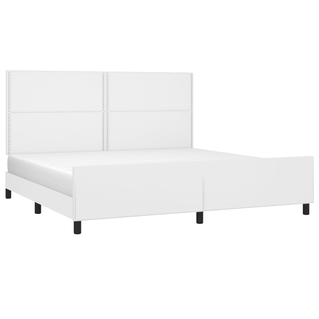 vidaXL Bedframe met hoofdbord kunstleer wit 200x200 cm afbeelding