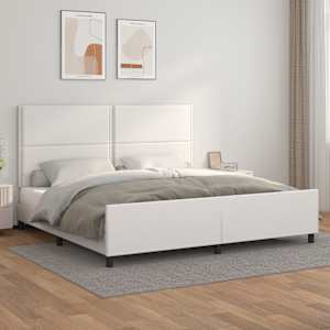 Rám postele s čelem bílý 200x200 cm umělá kůže - obrázek 1