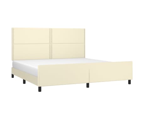 vidaXL Lovos rėmas su galvūgaliu, kreminis, 200x200 cm, dirbtinė oda