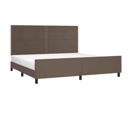 vidaXL Lovos rėmas su galvūgaliu, rudos, 200x200 cm, dirbtinė oda