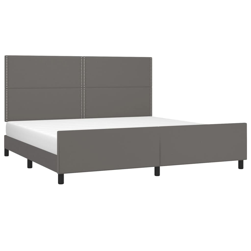 vidaXL Bedframe met hoofdbord kunstleer grijs 200x200 cm afbeelding