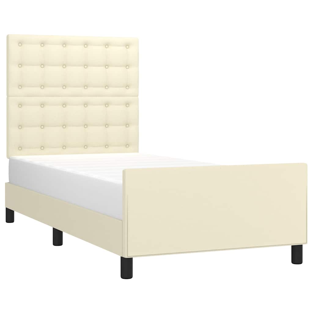 vidaXL Bedframe met hoofdbord kunstleer crèmekleurig 80x200 cm, foto 2