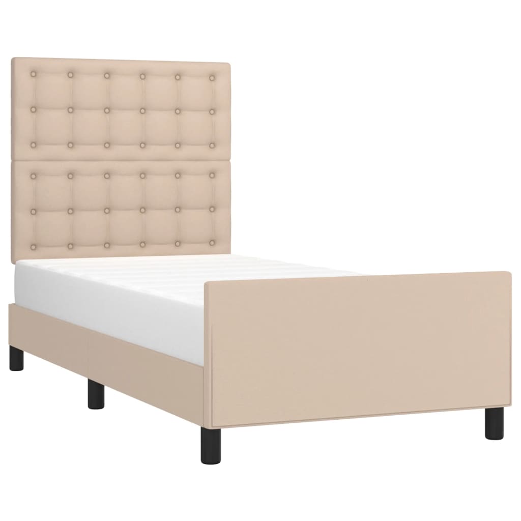 vidaXL Bedframe met hoofdbord kunstleer cappucinnokleurig 90x190 cm afbeelding