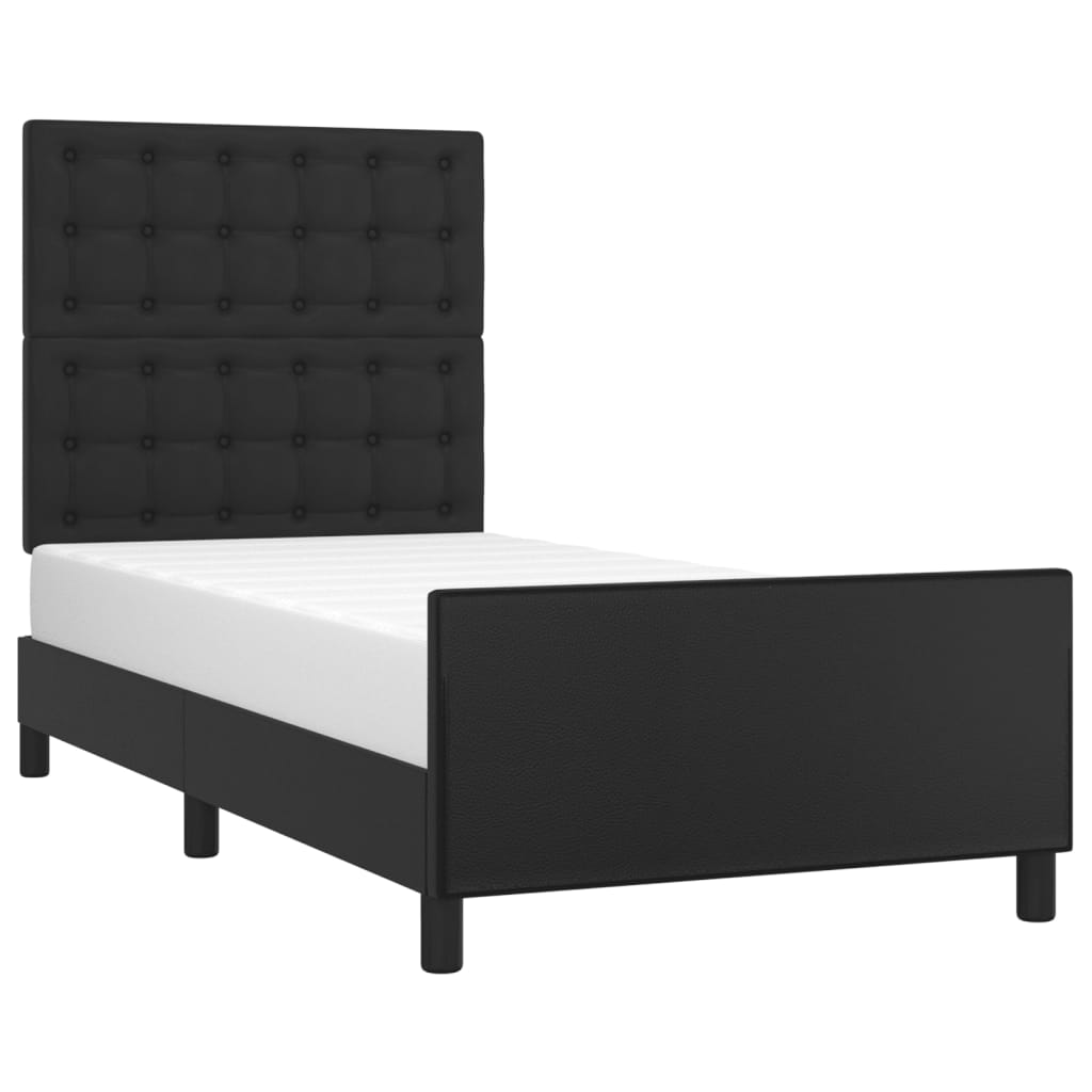 vidaXL Bedframe met hoofdbord kunstleer zwart 90x200 cm afbeelding