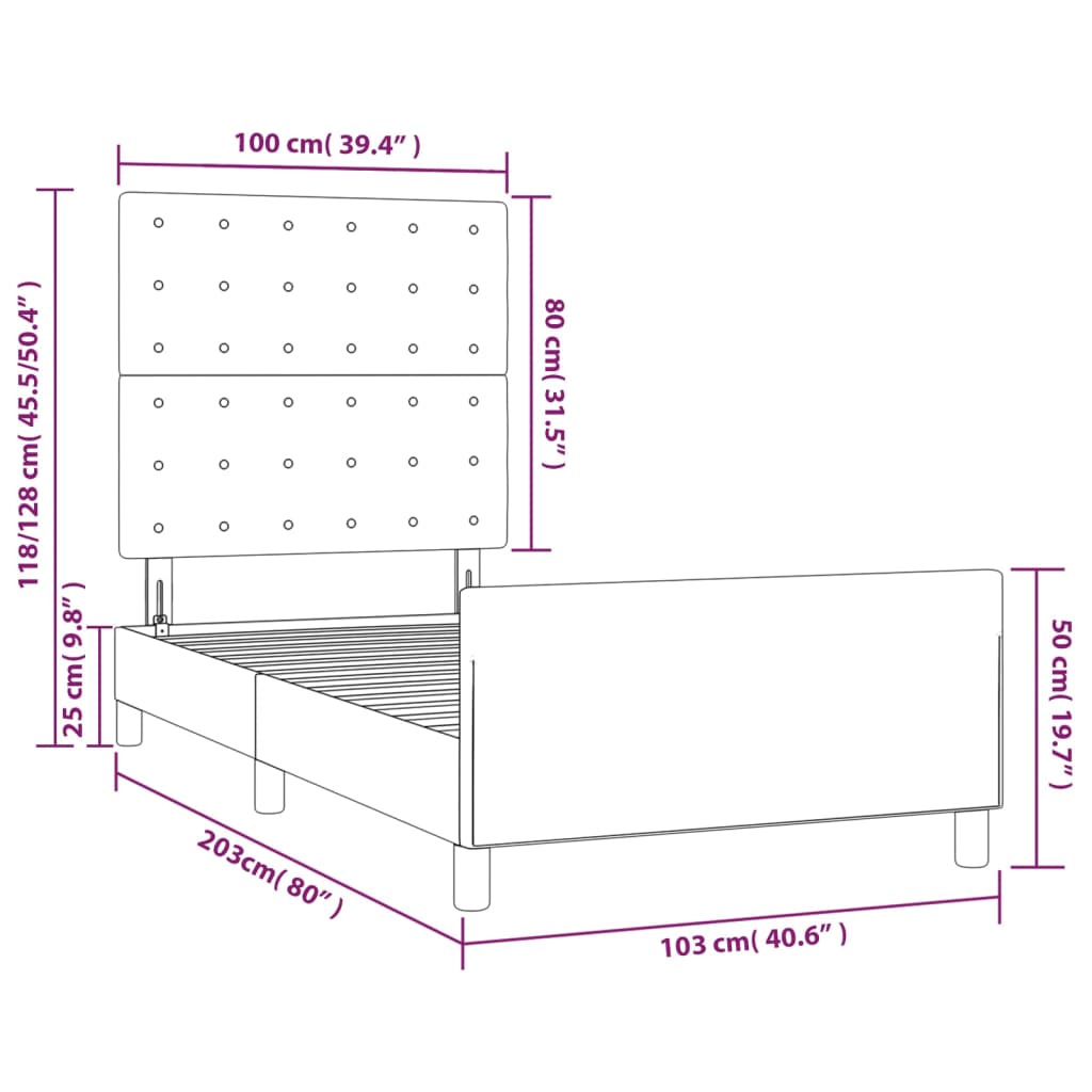 Rám postele s čelem černý 100x200 cm umělá kůže - obrázek 14
