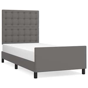 Rám postele s čelem šedý 100x200 cm umělá kůže - obrázek 2