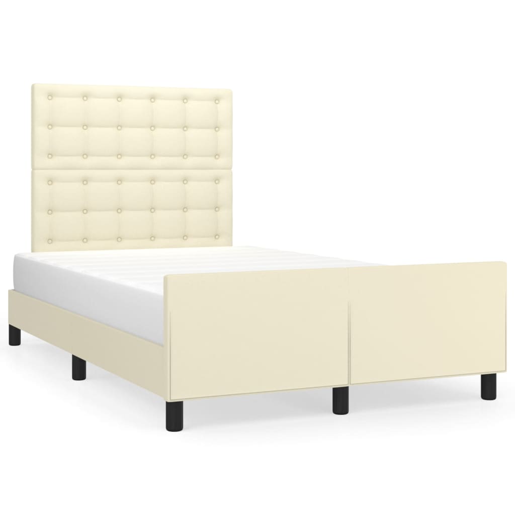 vidaXL Rám postele s čelem krémový 120x200 cm umělá kůže