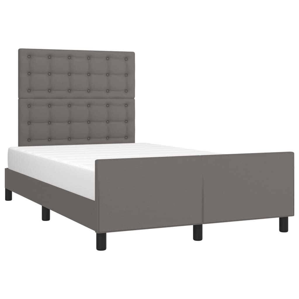vidaXL Bedframe met hoofdbord kunstleer grijs 120x200 cm afbeelding