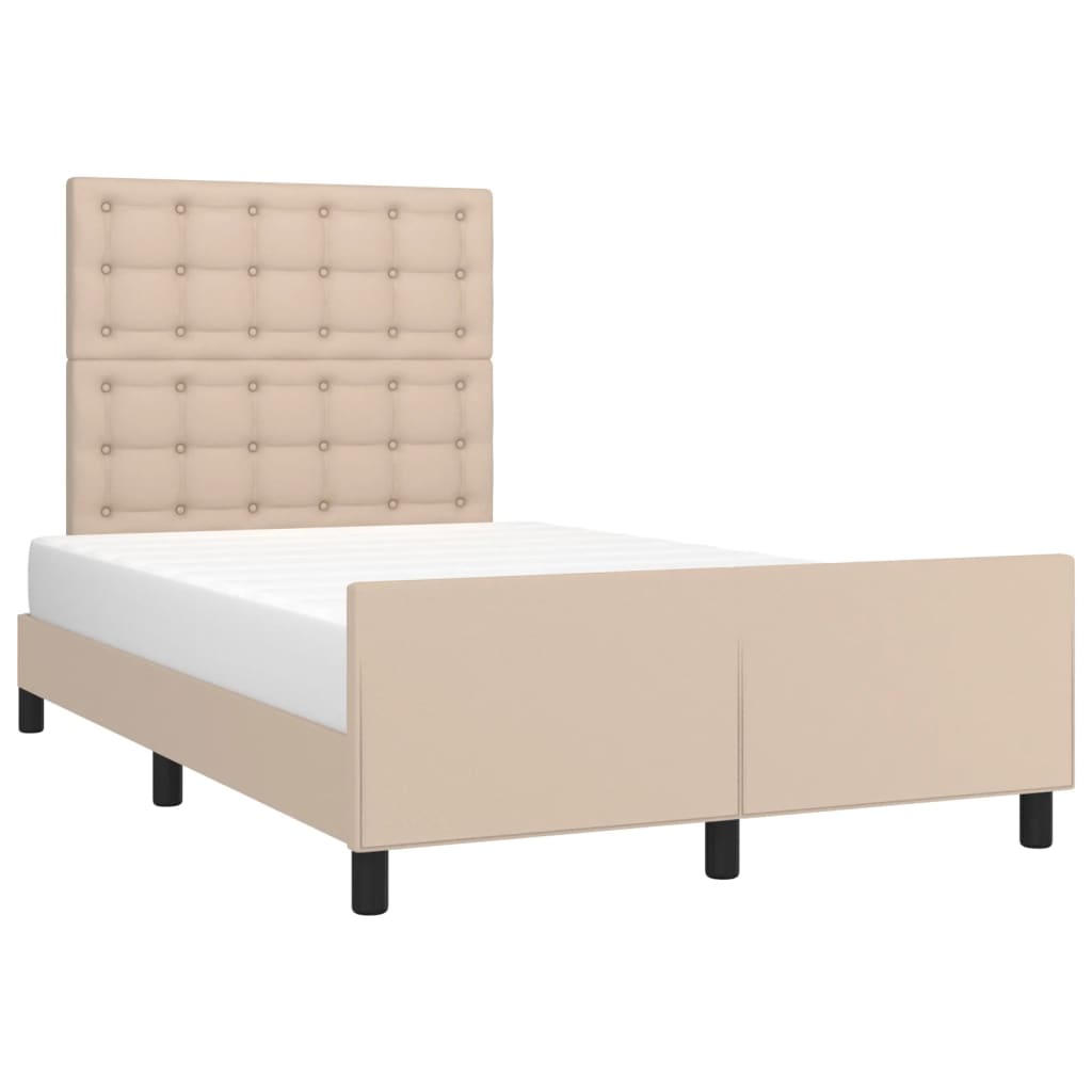 vidaXL Bedframe met hoofdbord kunstleer cappuccinokleurig 120x200 cm afbeelding