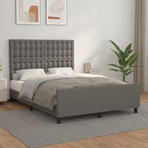 Rám postele s čelem šedý 140x190 cm umělá kůže - obrázek 1
