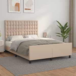 Posteljni okvir z vzglavjem kapučino 140x190 cm umetno usnje