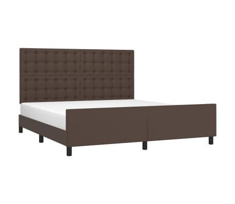 vidaXL Lovos rėmas su galvūgaliu, rudos, 160x200cm, dirbtinė oda