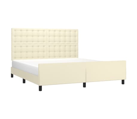 vidaXL Estrutura de cama c/ cabeceira couro artificial 180x200cm creme